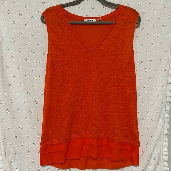 Three Dots Linen & Silk Fringe Tank Top S - Picture 1 of 6